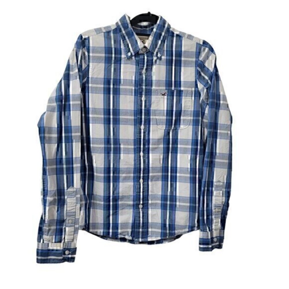 Vintage Hollister Button-up Shirt M Blue Plaid Long Sleeve